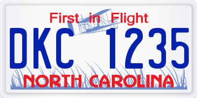 NC license plate DKC1235