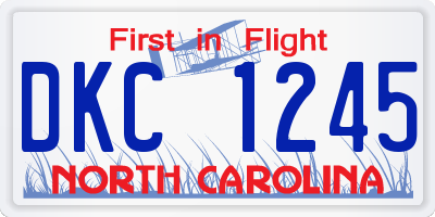 NC license plate DKC1245