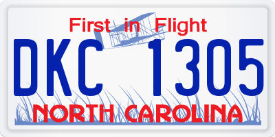 NC license plate DKC1305