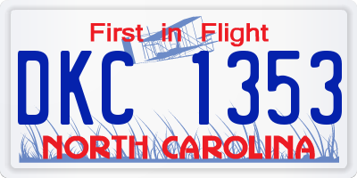 NC license plate DKC1353