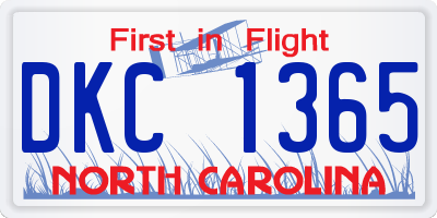 NC license plate DKC1365