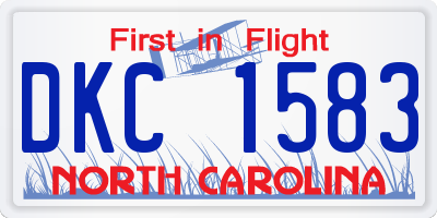 NC license plate DKC1583