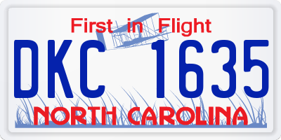 NC license plate DKC1635