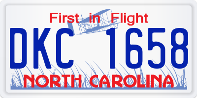 NC license plate DKC1658