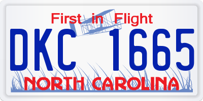 NC license plate DKC1665