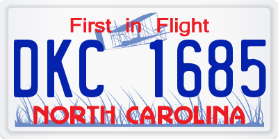 NC license plate DKC1685