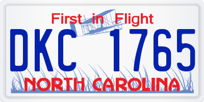 NC license plate DKC1765