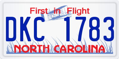 NC license plate DKC1783