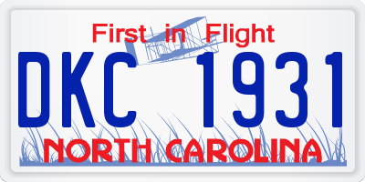 NC license plate DKC1931