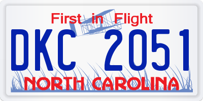 NC license plate DKC2051
