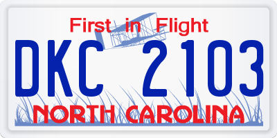 NC license plate DKC2103
