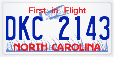 NC license plate DKC2143
