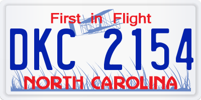 NC license plate DKC2154