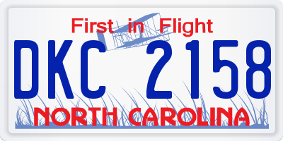 NC license plate DKC2158