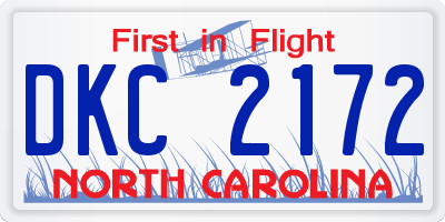 NC license plate DKC2172