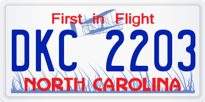 NC license plate DKC2203