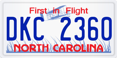 NC license plate DKC2360
