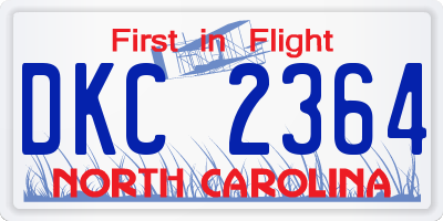 NC license plate DKC2364