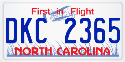 NC license plate DKC2365