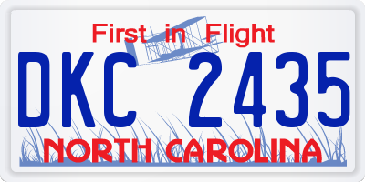 NC license plate DKC2435