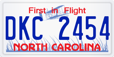 NC license plate DKC2454