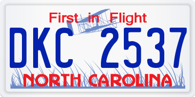 NC license plate DKC2537