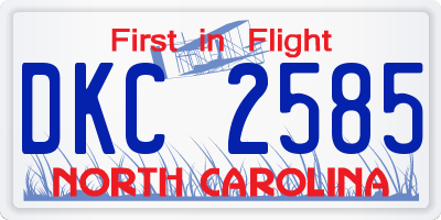 NC license plate DKC2585