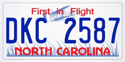 NC license plate DKC2587