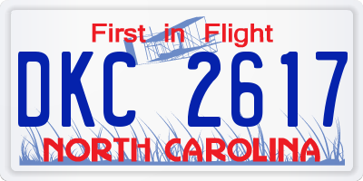 NC license plate DKC2617