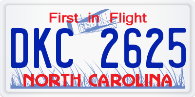 NC license plate DKC2625