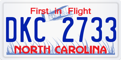NC license plate DKC2733