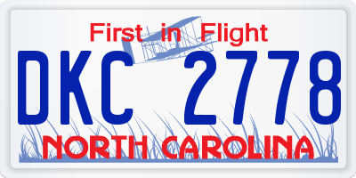 NC license plate DKC2778