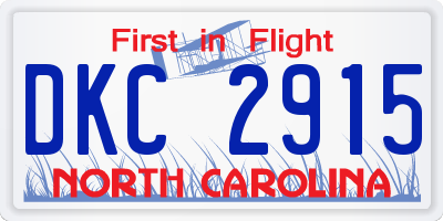 NC license plate DKC2915