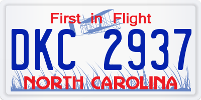 NC license plate DKC2937