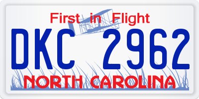 NC license plate DKC2962