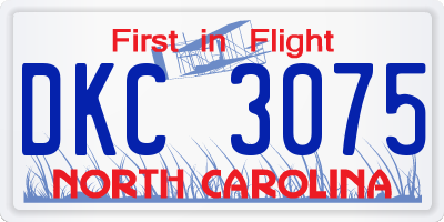 NC license plate DKC3075