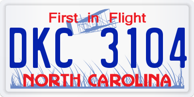 NC license plate DKC3104