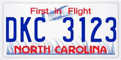 NC license plate DKC3123