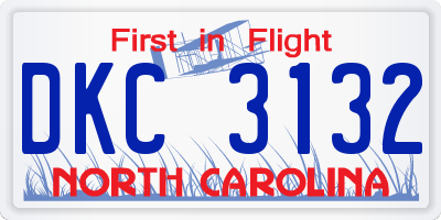 NC license plate DKC3132