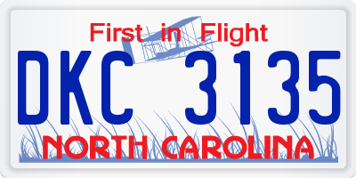 NC license plate DKC3135