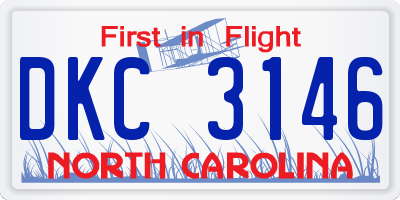 NC license plate DKC3146