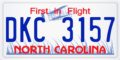 NC license plate DKC3157