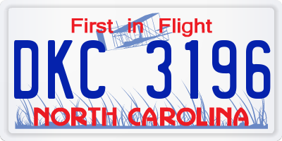 NC license plate DKC3196