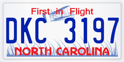 NC license plate DKC3197