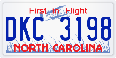NC license plate DKC3198