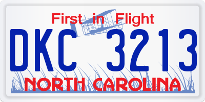 NC license plate DKC3213