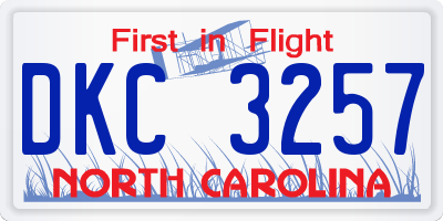NC license plate DKC3257