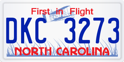 NC license plate DKC3273