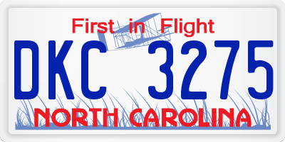 NC license plate DKC3275