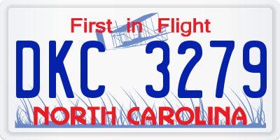 NC license plate DKC3279